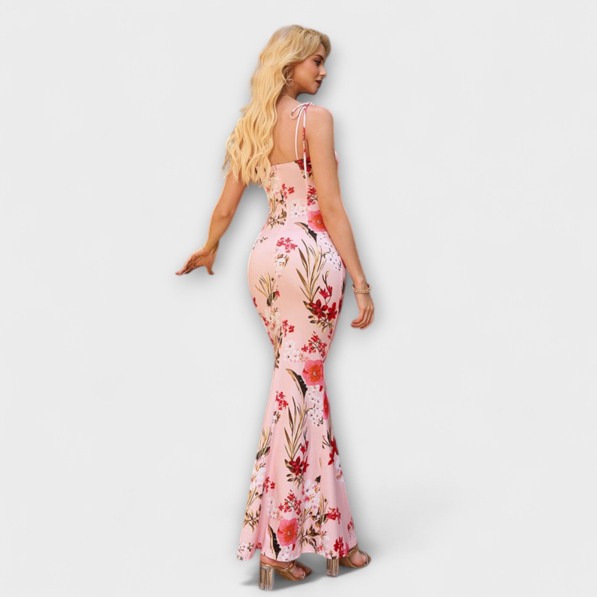 Thalia - Vestido de fiesta con estampado floral y tirantes atados