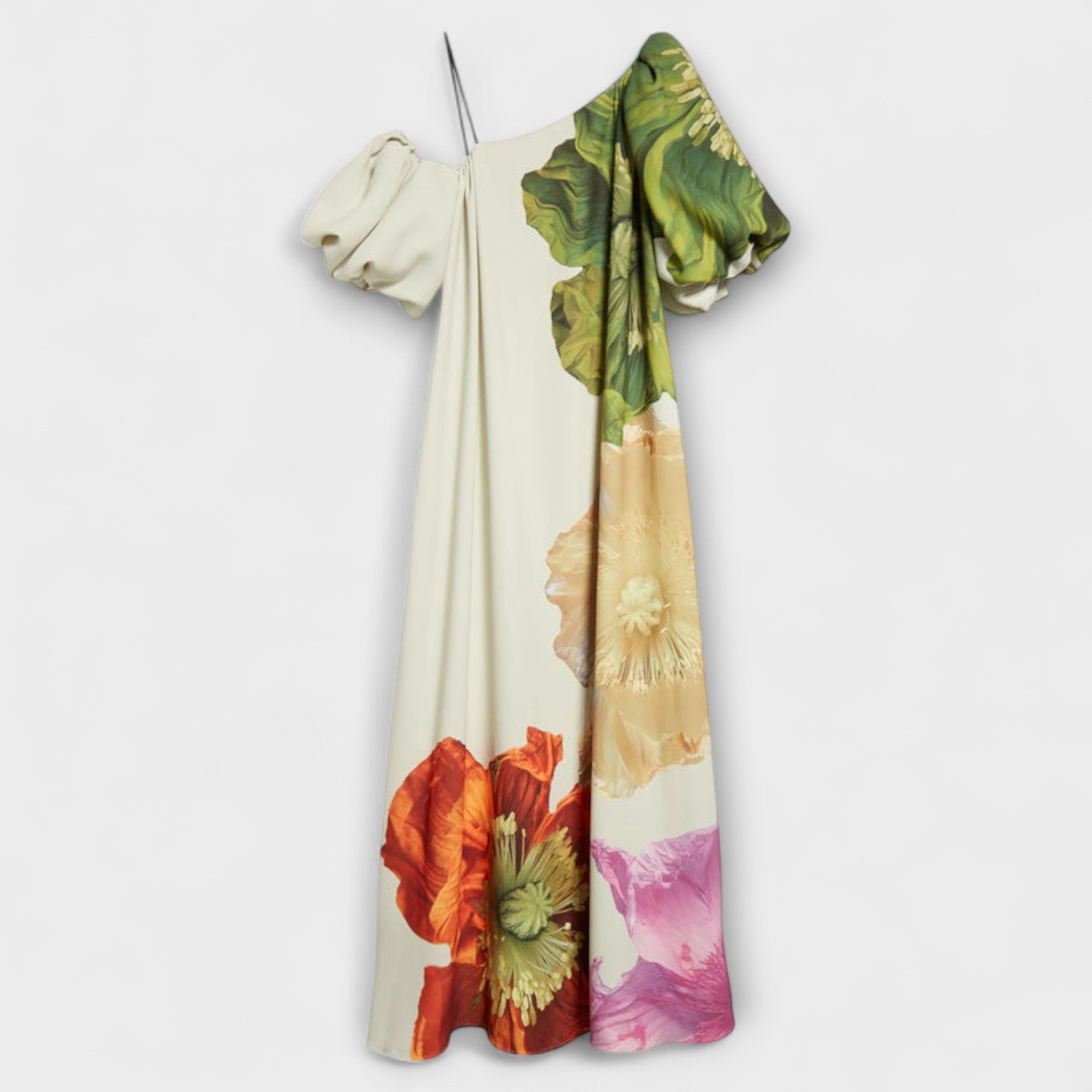 Melódia - Vestido maxi floral asimétrico