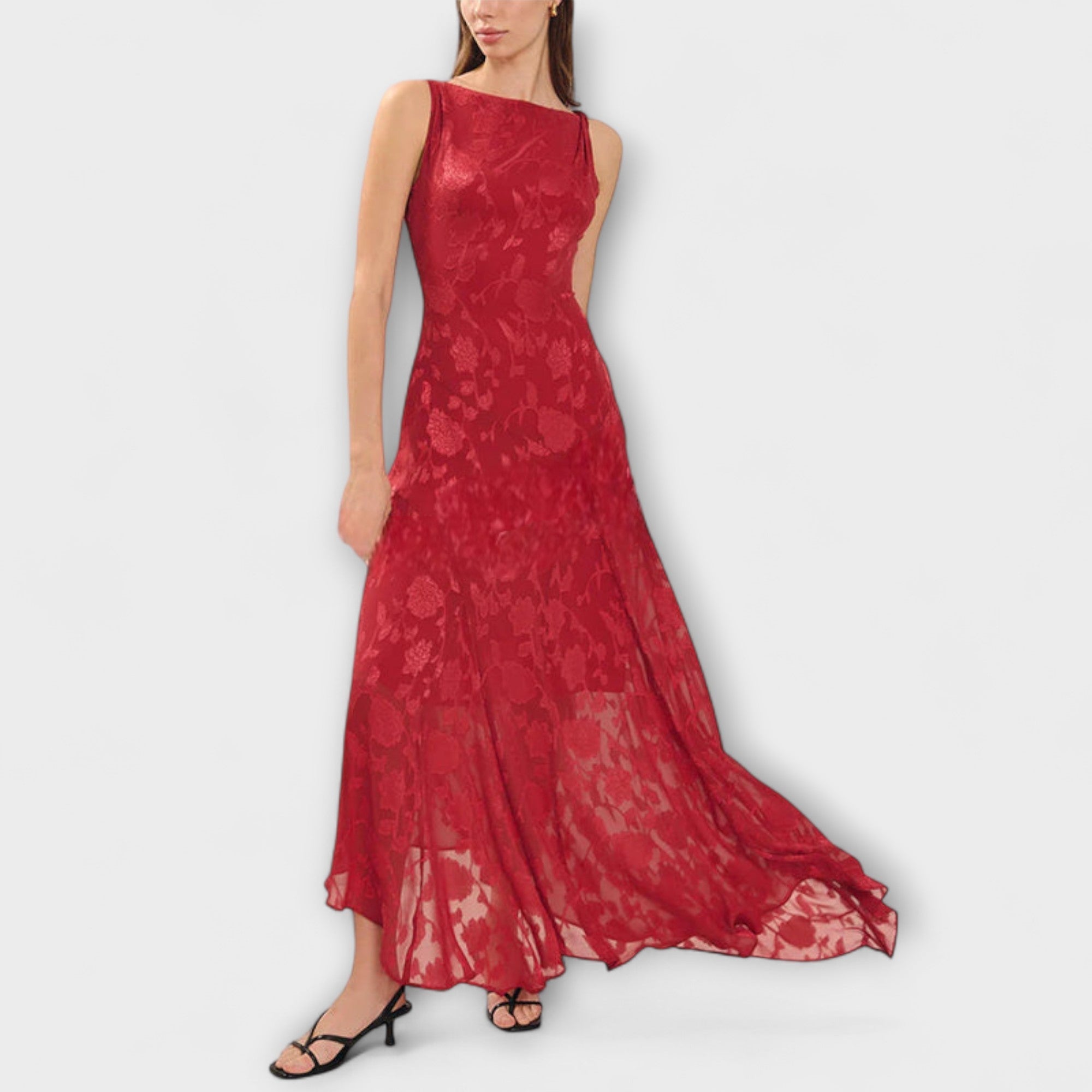 Ópalo - Elegante Vestido Maxi Sin Mangas con Diseño de Encaje