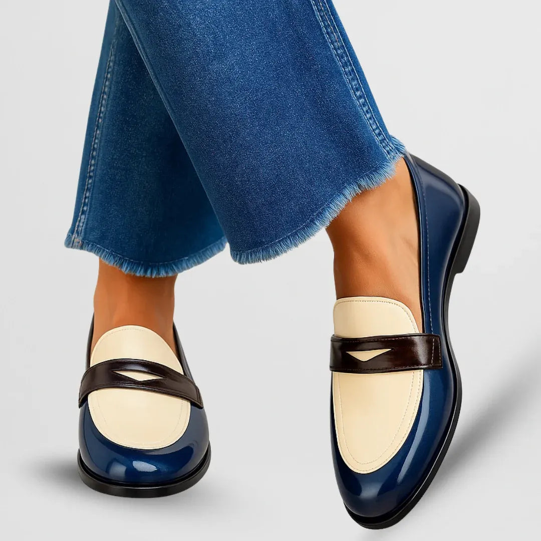 Amalia - Mocasines elegantes con diseño bicolor