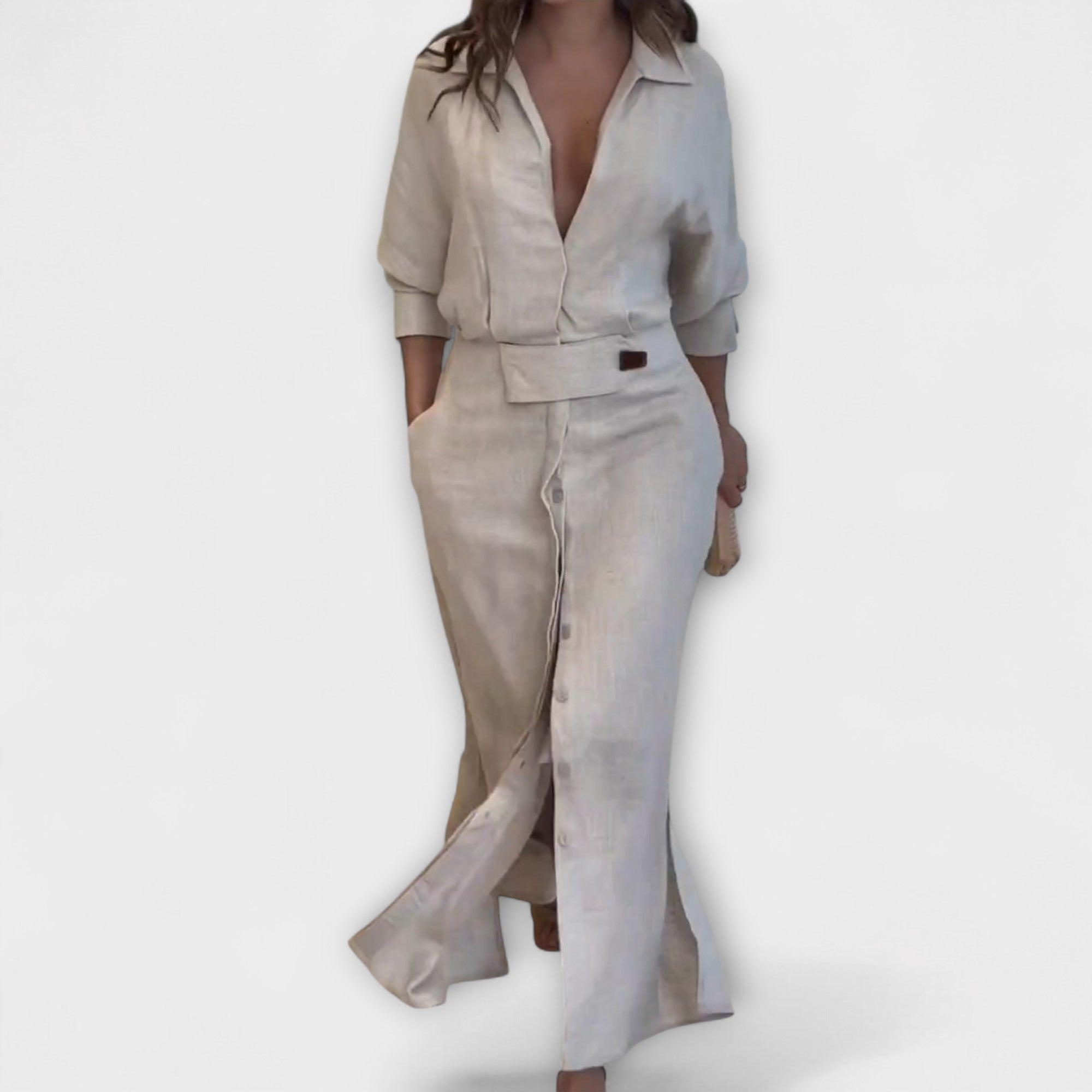 Jeanette - Vestido maxi con escote en V