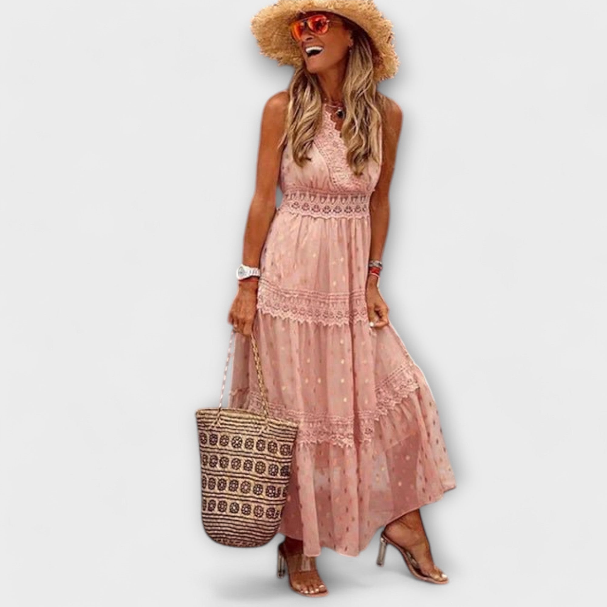 Lola - Vestido maxi con encaje boho