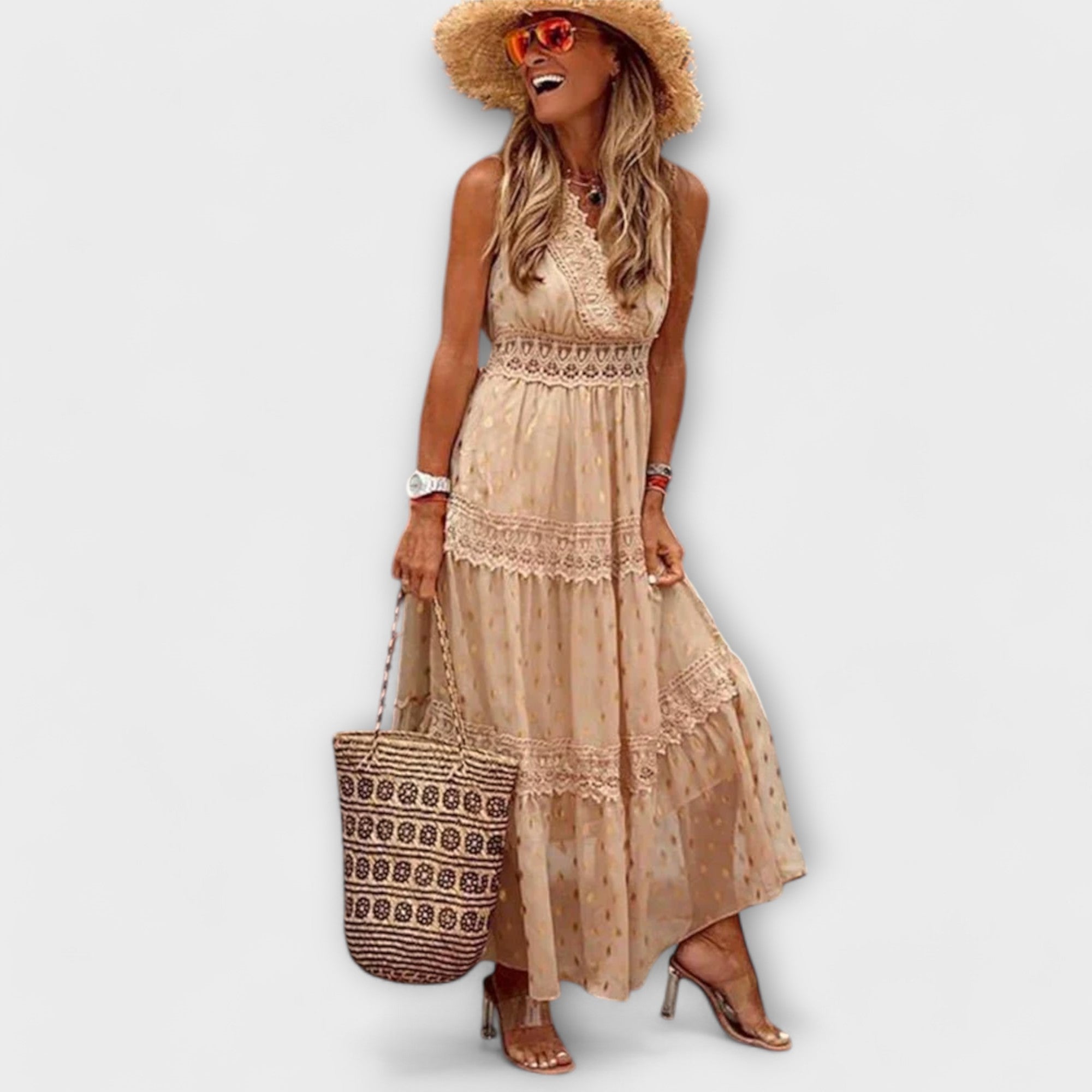 Lola - Vestido maxi con encaje boho