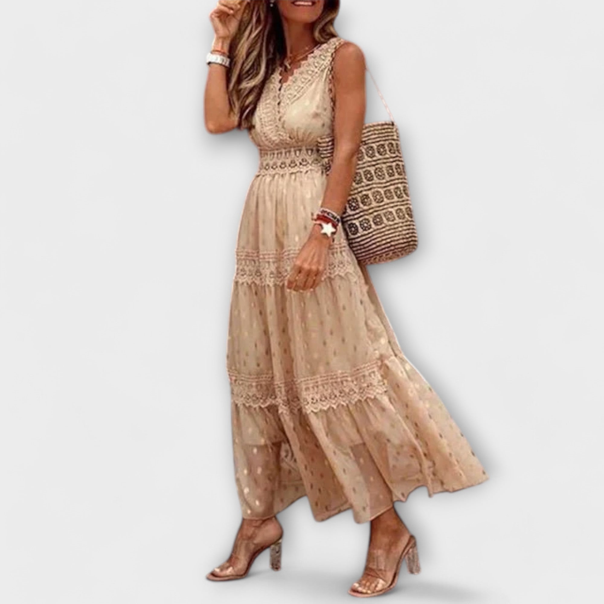 Lola - Vestido maxi con encaje boho