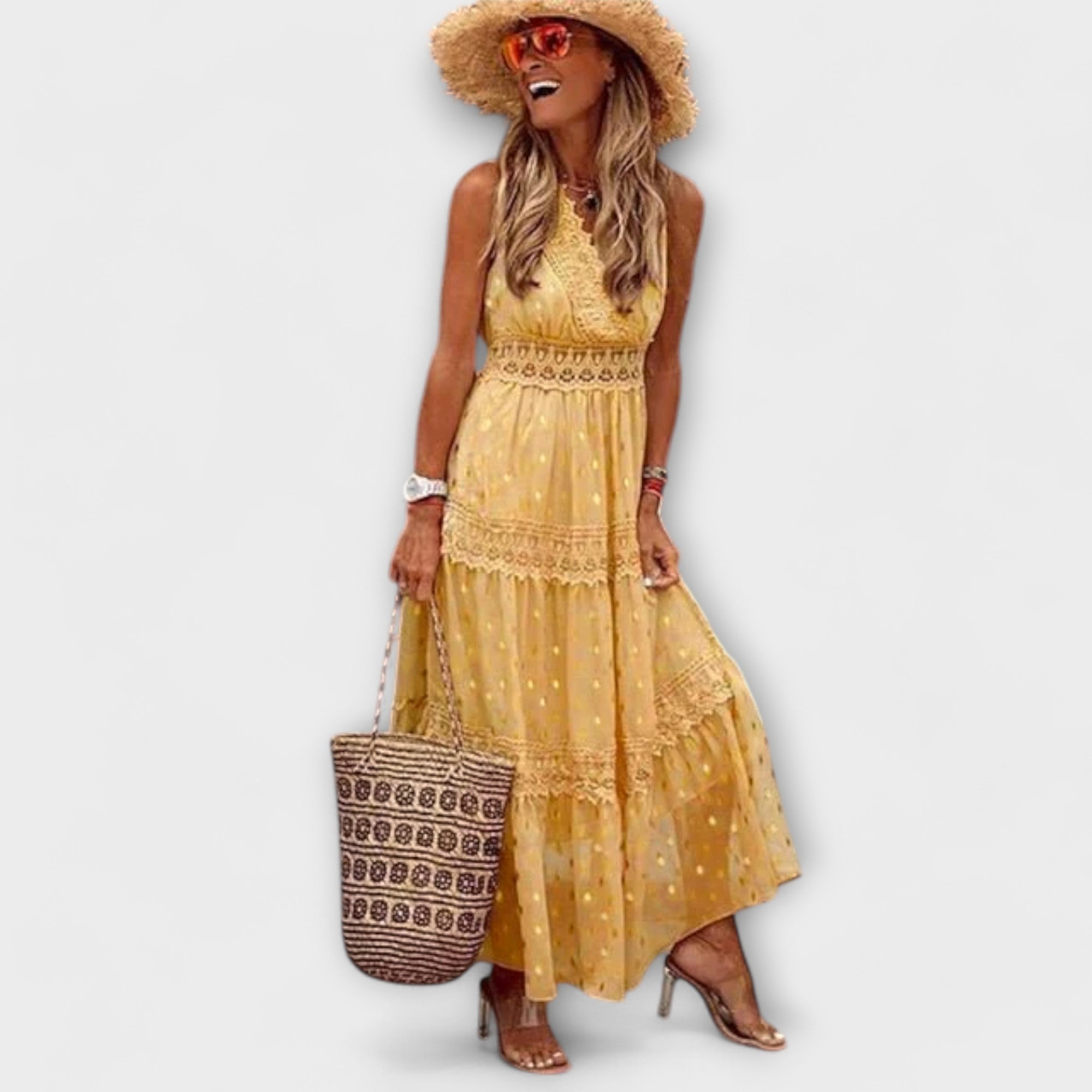 Lola - Vestido maxi con encaje boho